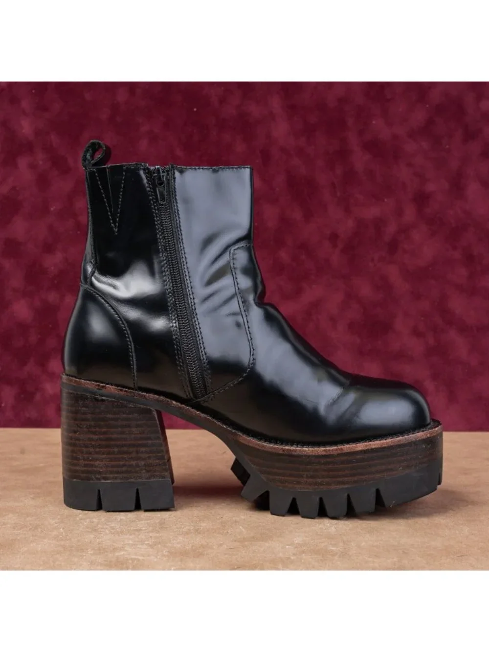 Jeffrey Campbell Wmn Quavo Retro Black Festival Party Leather Platform Boots 9.5
